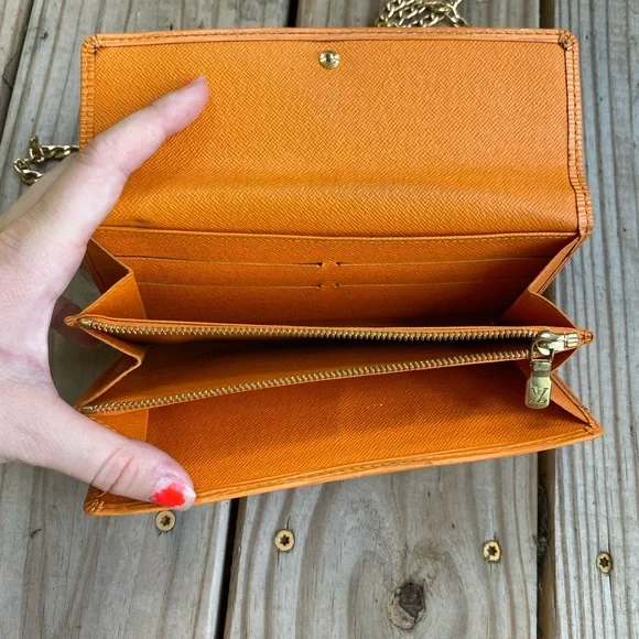 Louis Vuitton Sarah Epi leather long wallet mini crossbody orange gold - Picture 8 of 11